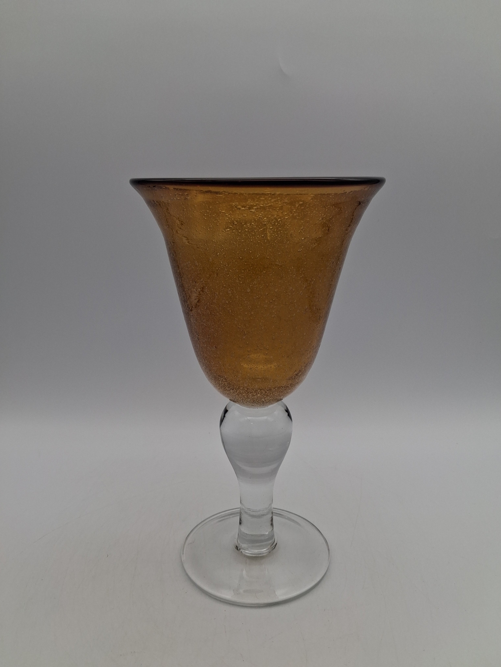Unknown Brand Amber Glass Goblet - Amber and Clear Home Art
